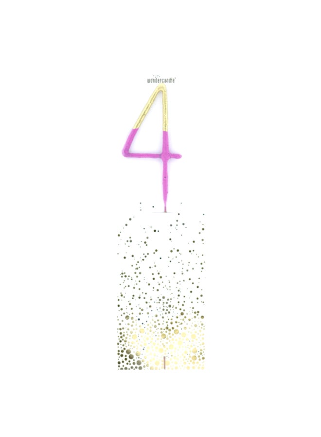 Wondercandle Bicolor 2-Tone Gold Pink Celebration Candle Number 4 Decorative Cake Topper for Birthdays Anniversaries Parties Elegant Personalized Gift German Made - Image 1